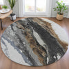 Piper Looms Chantille Abstract ACN2054 Gray Machine Washable Area Rug Round Lifestyle Image Feature