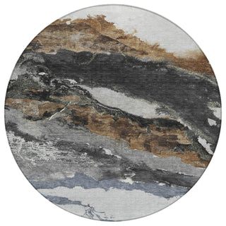 Piper Looms Chantille Abstract ACN2054 Gray Machine Washable Area Rug Round Main Image