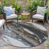 Piper Looms Chantille Abstract ACN2054 Gray Machine Washable Area Rug Round Outdoor Lifestyle Image Feature