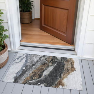 Piper Looms Chantille Abstract ACN2054 Gray Machine Washable Area Rug Scatter Outdoor Lifestyle Image Feature