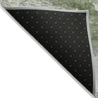 Piper Looms Chantille Abstract ACN2054 Green Machine Washable Area Rug Backing Image