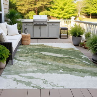 Piper Looms Chantille Abstract ACN2054 Green Machine Washable Area Rug Outdoor Lifestyle Image Feature