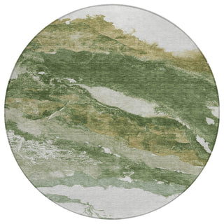 Piper Looms Chantille Abstract ACN2054 Green Machine Washable Area Rug Round Main Image