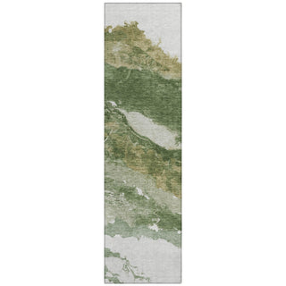 Piper Looms Chantille Abstract ACN2054 Green Machine Washable Area Rug Runner Main Image