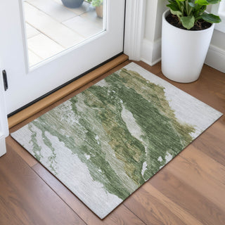 Piper Looms Chantille Abstract ACN2054 Green Machine Washable Area Rug Scatter Lifestyle Image Feature