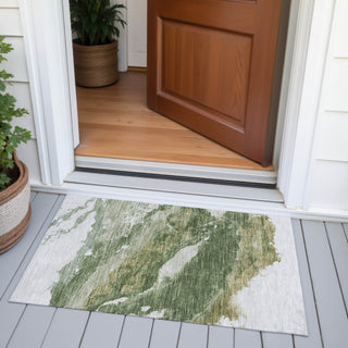 Piper Looms Chantille Abstract ACN2054 Green Machine Washable Area Rug Scatter Outdoor Lifestyle Image Feature