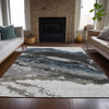Piper Looms Chantille Abstract ACN2054 Pewter Machine Washable Area Rug Lifestyle Image Feature