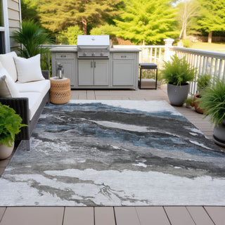 Piper Looms Chantille Abstract ACN2054 Pewter Machine Washable Area Rug Outdoor Lifestyle Image Feature
