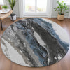 Piper Looms Chantille Abstract ACN2054 Pewter Machine Washable Area Rug Round Lifestyle Image Feature