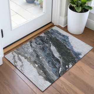 Piper Looms Chantille Abstract ACN2054 Pewter Machine Washable Area Rug Scatter Lifestyle Image Feature