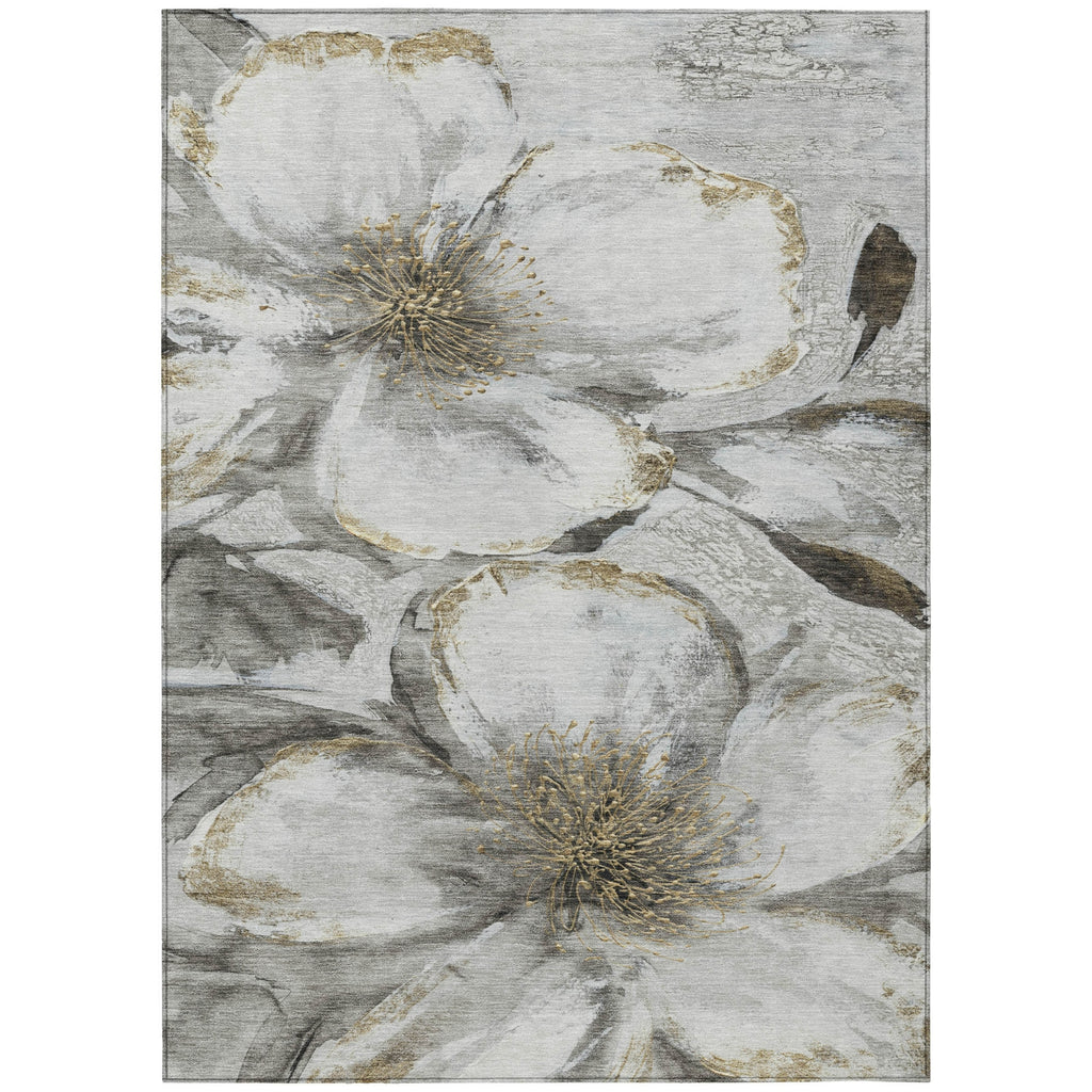 Piper Looms Chantille Floral ACN2055 Silver Machine Washable Area Rug main image