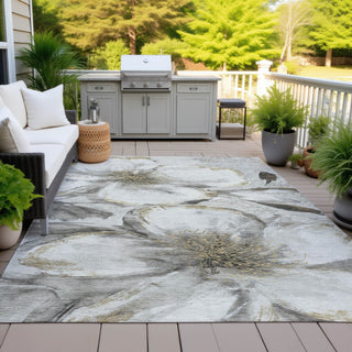Piper Looms Chantille Floral ACN2055 Silver Machine Washable Area Rug Outdoor Lifestyle Image Feature