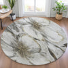 Piper Looms Chantille Floral ACN2055 Silver Machine Washable Area Rug Round Lifestyle Image Feature