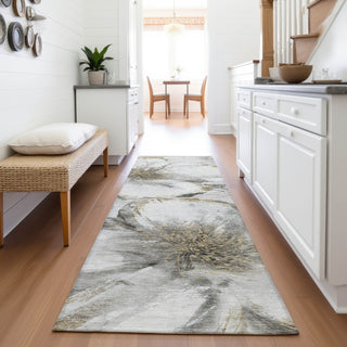 Piper Looms Chantille Floral ACN2055 Silver Machine Washable Area Rug Runner Lifestyle Image Feature