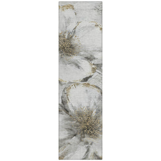 Piper Looms Chantille Floral ACN2055 Silver Machine Washable Area Rug Runner Main Image