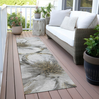Piper Looms Chantille Floral ACN2055 Silver Machine Washable Area Rug Runner Outdoor Lifestyle Image Feature