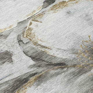 Piper Looms Chantille Floral ACN2055 Silver Machine Washable Area Rug Swatch Image