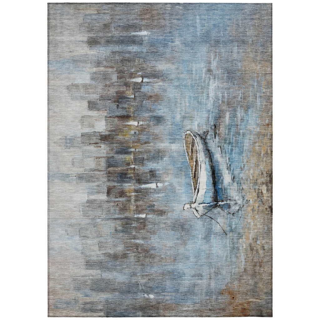 Piper Looms Chantille Nautical ACN2056 Blue Machine Washable Area Rug main image