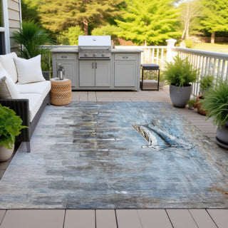 Piper Looms Chantille Nautical ACN2056 Blue Machine Washable Area Rug Outdoor Lifestyle Image Feature