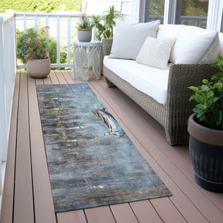 Piper Looms Chantille Nautical ACN2056 Blue Machine Washable Area Rug Runner Outdoor Lifestyle Image Feature