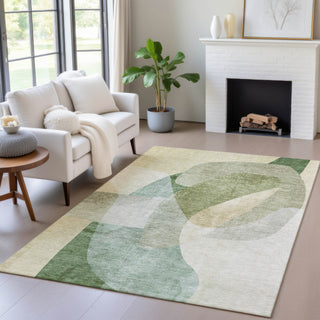 Piper Looms Chantille Abstract ACN2057 Aloe Machine Washable Area Rug Lifestyle Image Feature