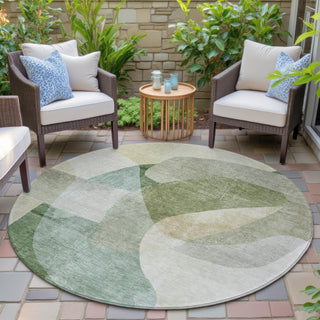 Piper Looms Chantille Abstract ACN2057 Aloe Machine Washable Area Rug Round Outdoor Lifestyle Image Feature