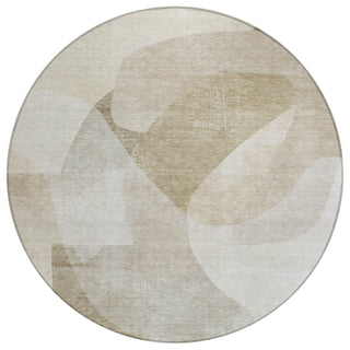 Piper Looms Chantille Abstract ACN2057 Beige Machine Washable Area Rug Round Main Image