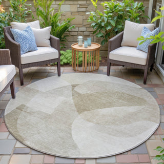 Piper Looms Chantille Abstract ACN2057 Beige Machine Washable Area Rug Round Outdoor Lifestyle Image Feature
