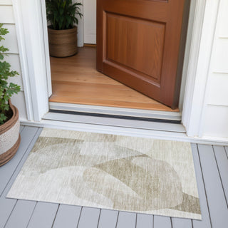 Piper Looms Chantille Abstract ACN2057 Beige Machine Washable Area Rug Scatter Outdoor Lifestyle Image Feature