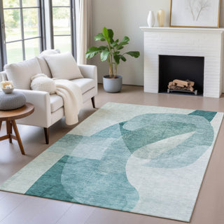 Piper Looms Chantille Abstract ACN2057 Teal Machine Washable Area Rug Lifestyle Image Feature