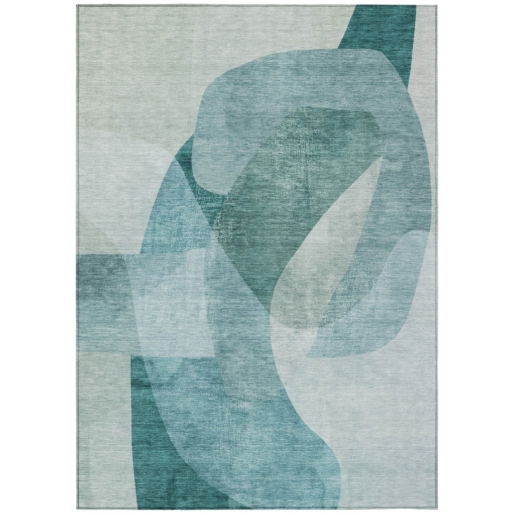 Piper Looms Chantille Abstract ACN2057 Teal Machine Washable Area Rug main image