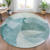 Piper Looms Chantille Abstract ACN2057 Teal Machine Washable Area Rug Round Lifestyle Image Feature