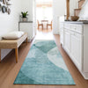 Piper Looms Chantille Abstract ACN2057 Teal Machine Washable Area Rug Runner Lifestyle Image Feature