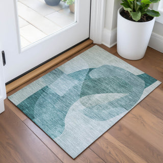 Piper Looms Chantille Abstract ACN2057 Teal Machine Washable Area Rug Scatter Lifestyle Image Feature