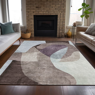 Piper Looms Chantille Abstract ACN2058 Brown Machine Washable Area Rug Lifestyle Image Feature
