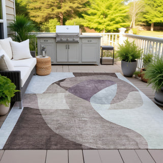 Piper Looms Chantille Abstract ACN2058 Brown Machine Washable Area Rug Outdoor Lifestyle Image Feature