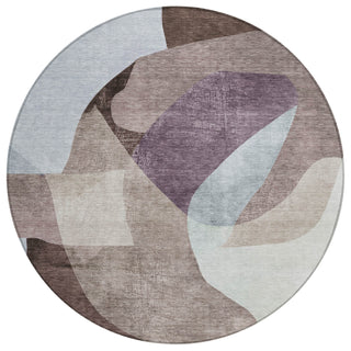 Piper Looms Chantille Abstract ACN2058 Brown Machine Washable Area Rug Round Main Image