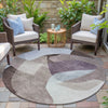 Piper Looms Chantille Abstract ACN2058 Brown Machine Washable Area Rug Round Outdoor Lifestyle Image Feature