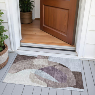 Piper Looms Chantille Abstract ACN2058 Brown Machine Washable Area Rug Scatter Outdoor Lifestyle Image Feature