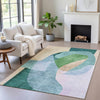 Piper Looms Chantille Abstract ACN2058 Green Machine Washable Area Rug Lifestyle Image Feature