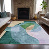 Piper Looms Chantille Abstract ACN2058 Green Machine Washable Area Rug Lifestyle Image Feature