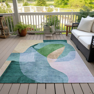 Piper Looms Chantille Abstract ACN2058 Green Machine Washable Area Rug Outdoor Lifestyle Image Feature