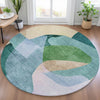 Piper Looms Chantille Abstract ACN2058 Green Machine Washable Area Rug Round Lifestyle Image Feature