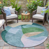 Piper Looms Chantille Abstract ACN2058 Green Machine Washable Area Rug Round Outdoor Lifestyle Image Feature