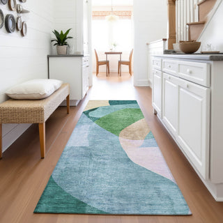 Piper Looms Chantille Abstract ACN2058 Green Machine Washable Area Rug Runner Lifestyle Image Feature
