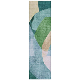 Piper Looms Chantille Abstract ACN2058 Green Machine Washable Area Rug Runner Main Image