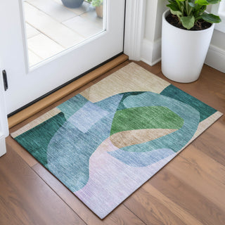 Piper Looms Chantille Abstract ACN2058 Green Machine Washable Area Rug Scatter Lifestyle Image Feature