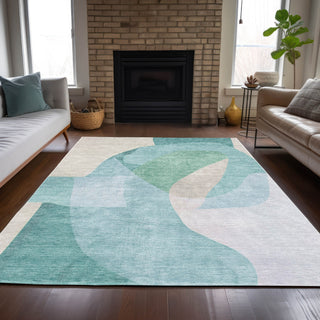 Piper Looms Chantille Abstract ACN2058 Seafoam Machine Washable Area Rug Lifestyle Image Feature