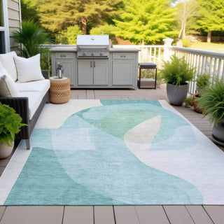 Piper Looms Chantille Abstract ACN2058 Seafoam Machine Washable Area Rug Outdoor Lifestyle Image Feature