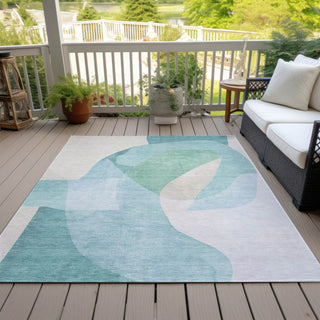 Piper Looms Chantille Abstract ACN2058 Seafoam Machine Washable Area Rug Outdoor Lifestyle Image Feature